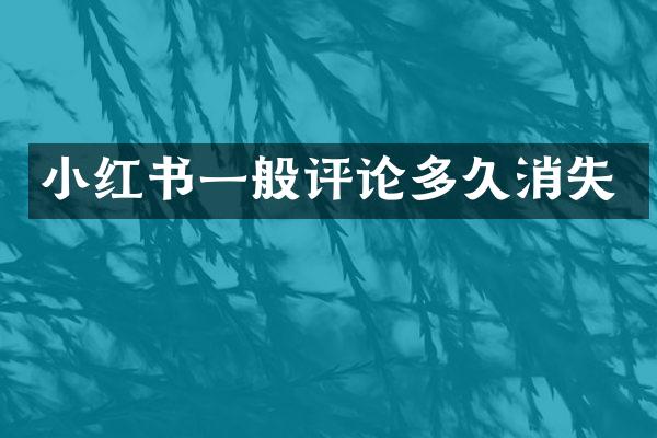小红书一般评论多久消失
