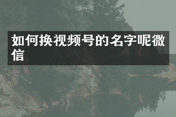 如何换视频号的名字呢微信