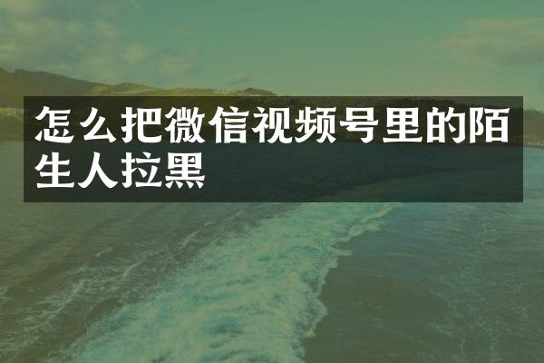 怎么把微信视频号里的陌生人拉黑