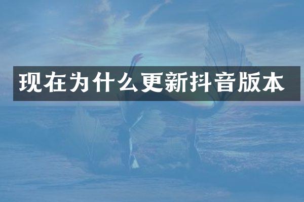 现在为什么更新抖音版本