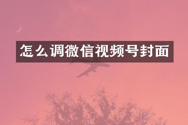 怎么调微信视频号封面