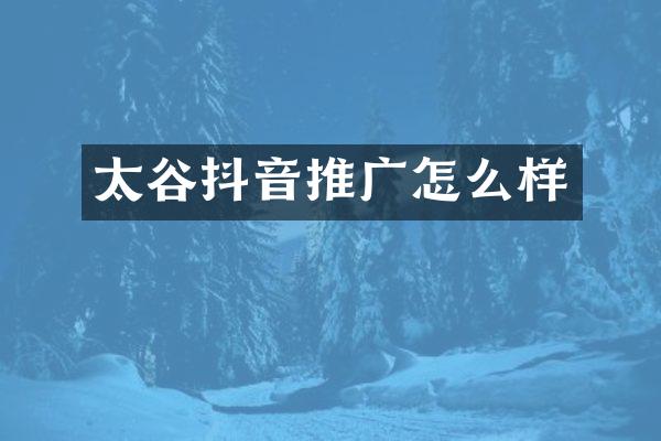 太谷抖音推广怎么样