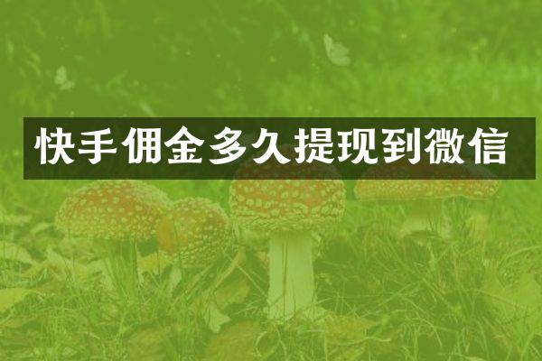 快手佣金多久提现到微信