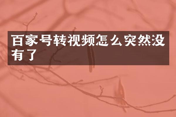 百家号转视频怎么突然没有了