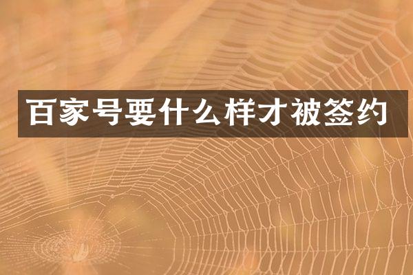 百家号要什么样才被签约