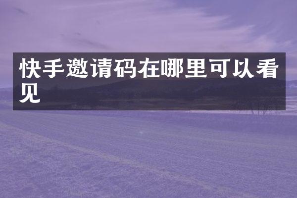 快手邀请码在哪里可以看见