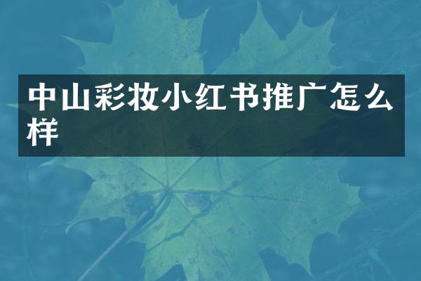 中山彩妆小红书推广怎么样