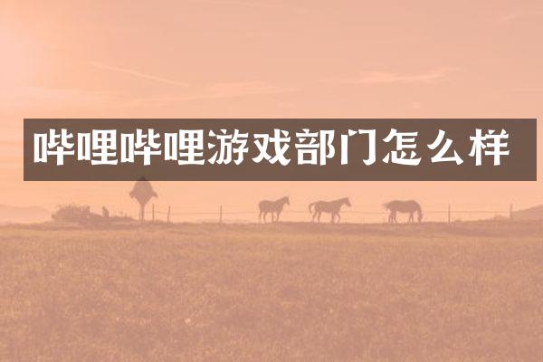 哔哩哔哩游戏部门怎么样