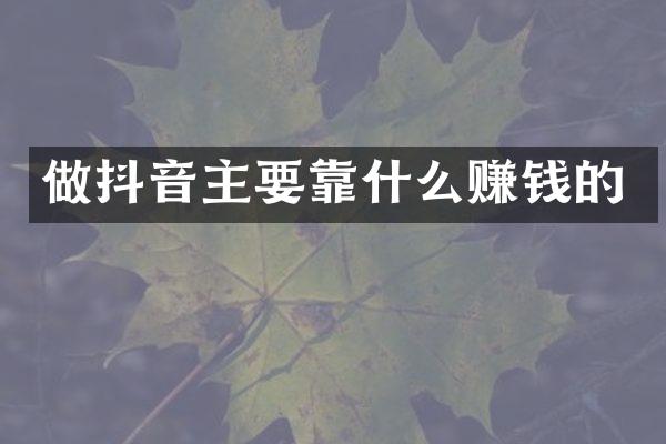 做抖音主要靠什么赚钱的