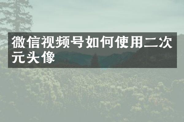 微信视频号如何使用二次元头像
