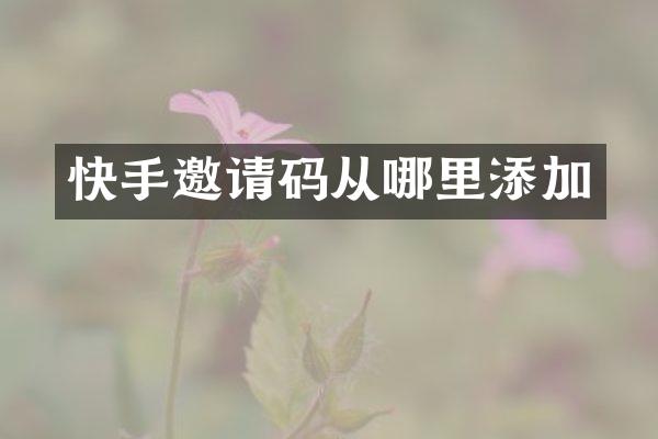 快手邀请码从哪里添加