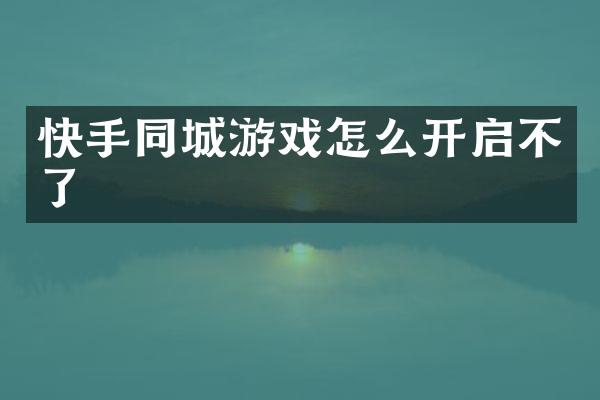 快手同城游戏怎么开启不了