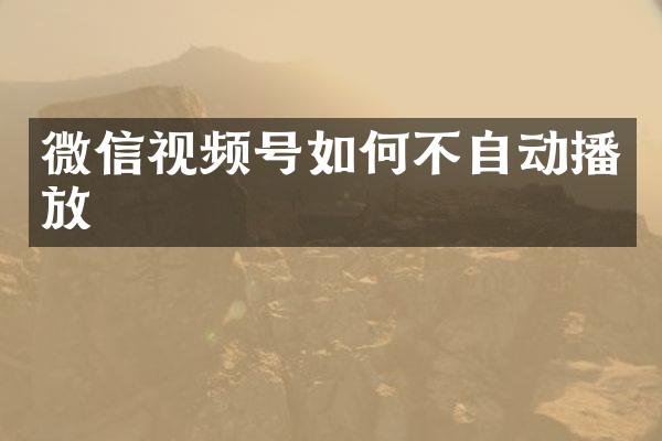 微信视频号如何不自动播放