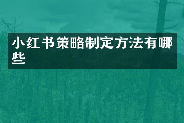 小红书策略制定方法有哪些