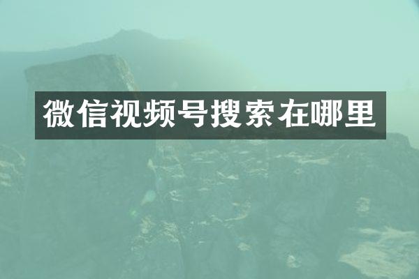 微信视频号搜索在哪里