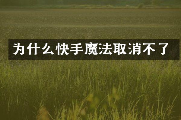 为什么快手魔法取消不了