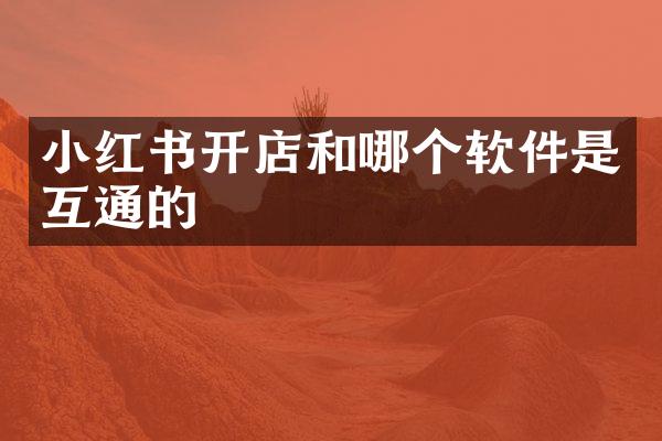 小红书开店和哪个软件是互通的