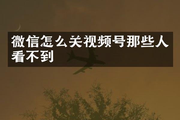 微信怎么关视频号那些人看不到