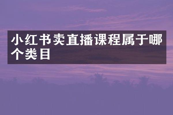 小红书卖直播课程属于哪个类目