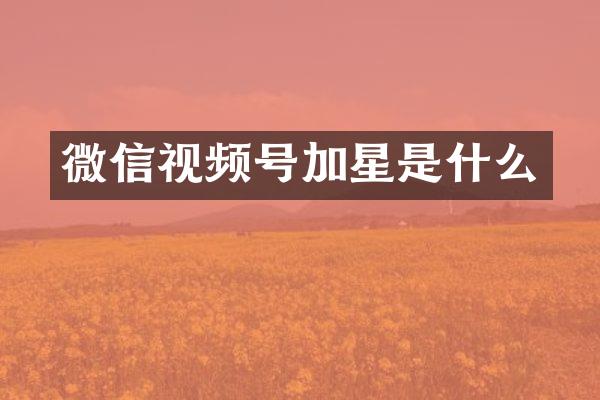 微信视频号加星是什么