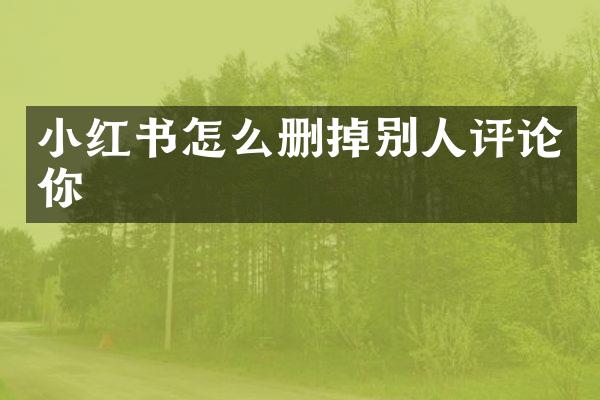 小红书怎么删掉别人评论你