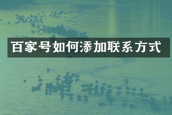 百家号如何添加联系方式