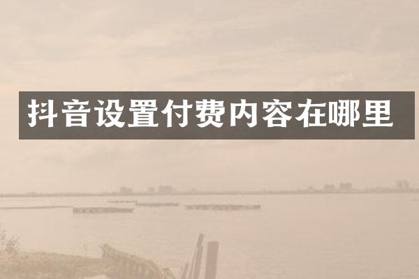 抖音设置付费内容在哪里