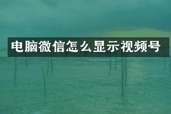 电脑微信怎么显示视频号