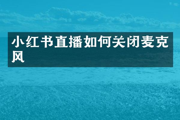 小红书直播如何关闭麦克风
