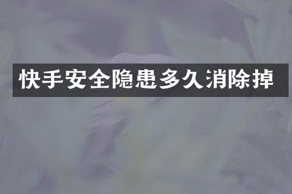 快手安全隐患多久消除掉