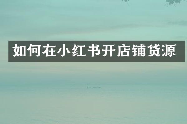 如何在小红书开店铺货源