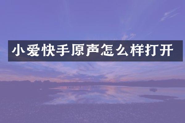 小爱快手原声怎么样打开