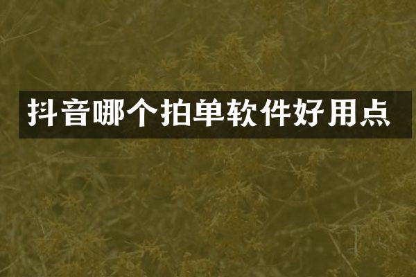 抖音哪个拍单软件好用点
