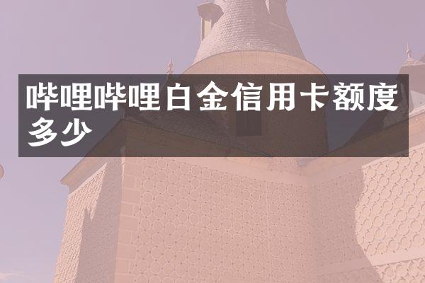 哔哩哔哩白金信用卡额度多少