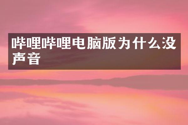 哔哩哔哩电脑版为什么没声音