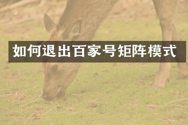 如何退出百家号矩阵模式