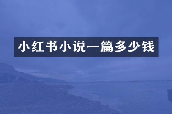 小红书小说一篇多少钱