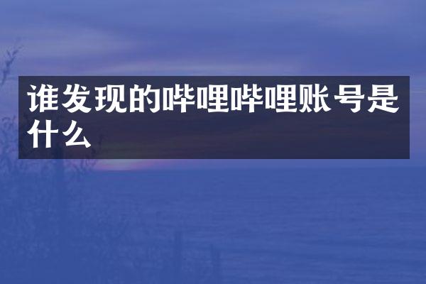 谁发现的哔哩哔哩账号是什么