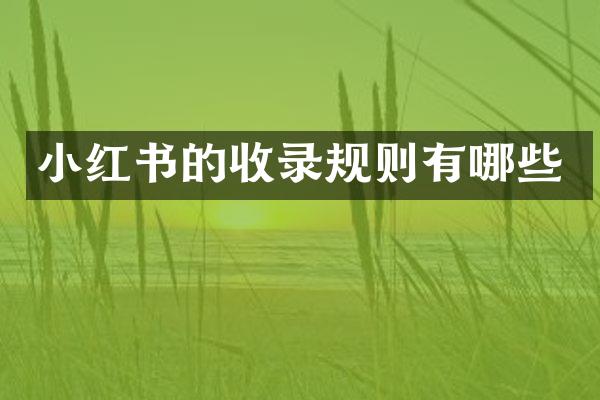 小红书的收录规则有哪些