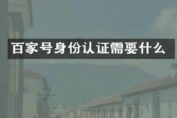 百家号身份认证需要什么