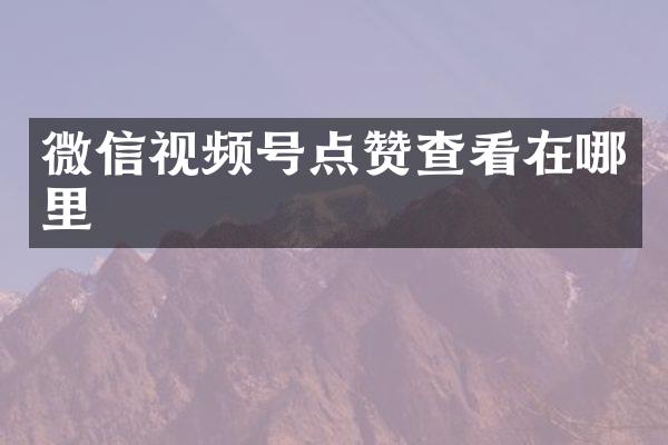 微信视频号点赞查看在哪里