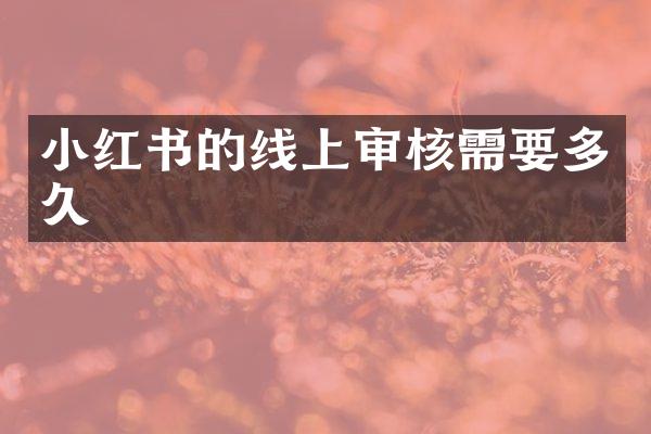 小红书的线上审核需要多久