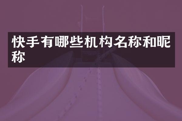 快手有哪些机构名称和昵称