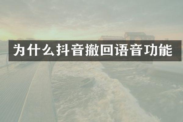 为什么抖音撤回语音功能