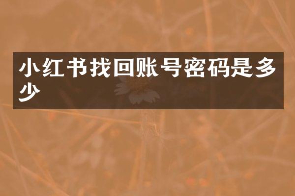 小红书找回账号密码是多少