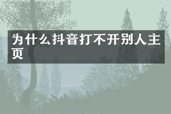 为什么抖音打不开别人主页
