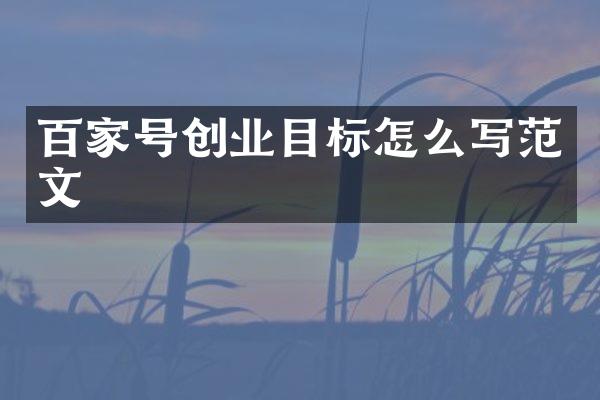 百家号创业目标怎么写范文