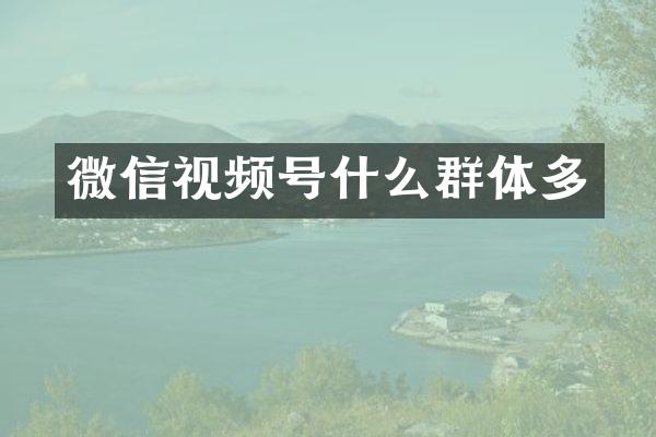 微信视频号什么群体多