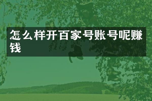 怎么样开百家号账号呢赚钱