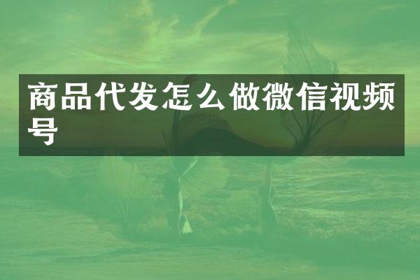 商品代发怎么做微信视频号